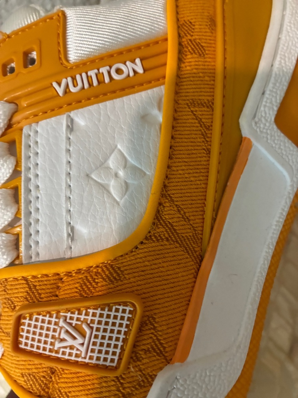 Louis Vuitton Orange and White Sneakers with LV Logo size 38 - Picture 8 of 12
